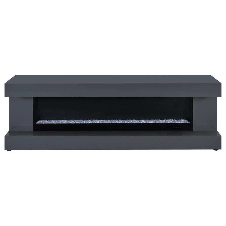 Mallory TV Stand Fireplace Console Bluetooth Speaker Grey High Gloss - 701823
