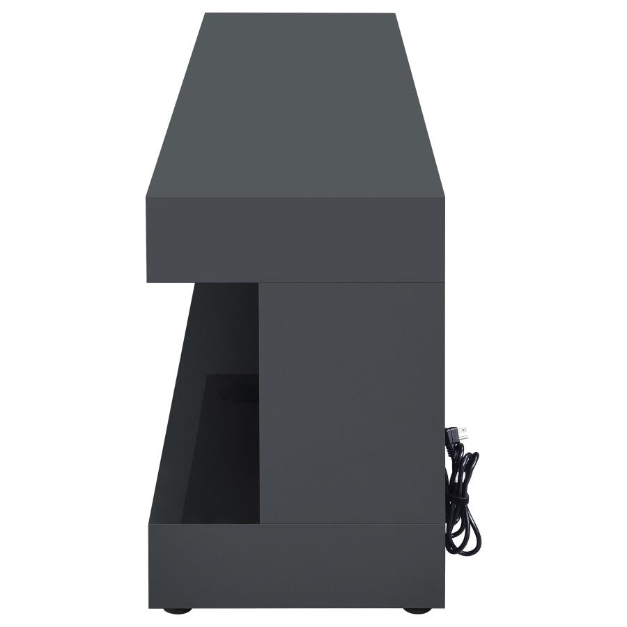 Mallory TV Stand Fireplace Console Bluetooth Speaker Grey High Gloss - 701823