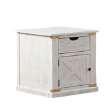 End Table With Storage Drawer And Shelves - Antique White / Gold