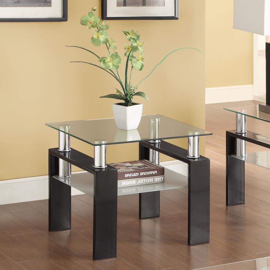 Dyer 1-shelf Square Glass Top Side End Table Black - 702287