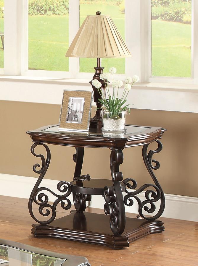 Laney 1-shelf Glass Top Rectangular End Table Deep Merlot - 702447