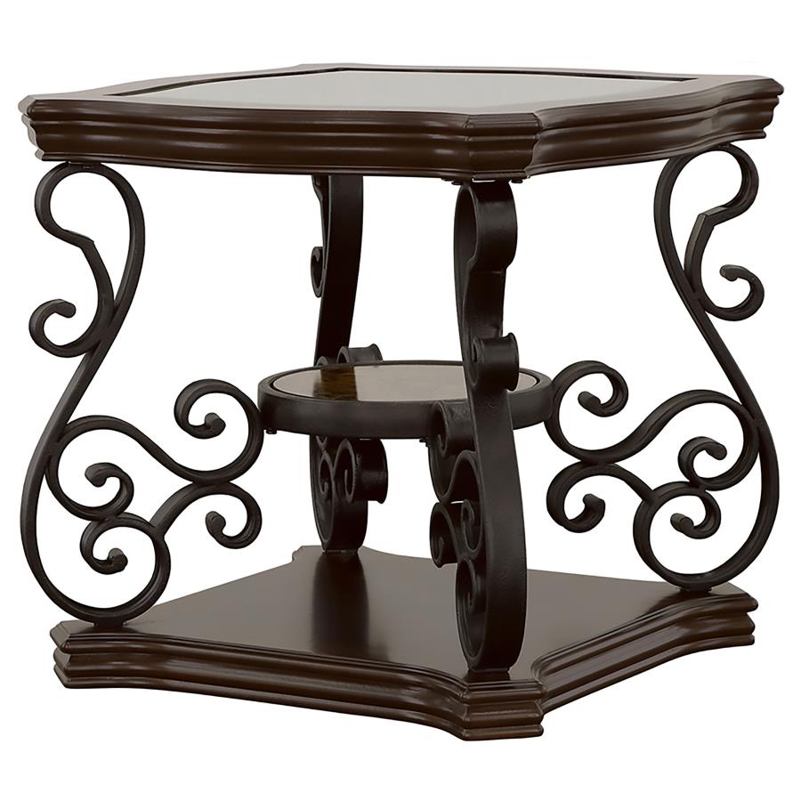 Laney 1-shelf Glass Top Rectangular End Table Deep Merlot - 702447