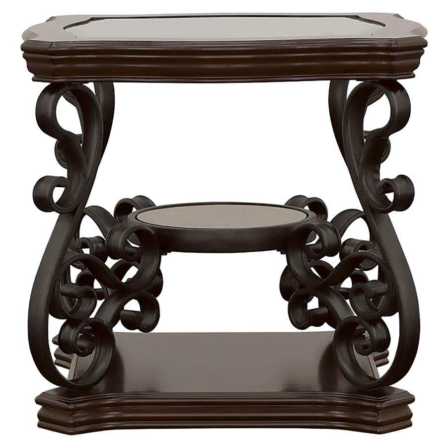 Laney 1-shelf Glass Top Rectangular End Table Deep Merlot - 702447