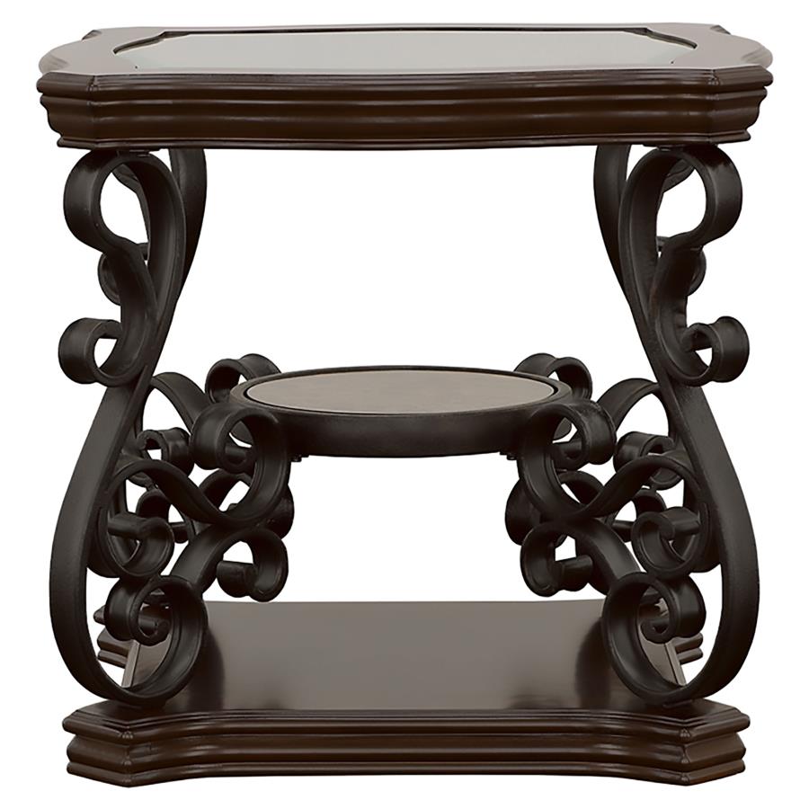 Laney 1-shelf Glass Top Rectangular End Table Deep Merlot - 702447