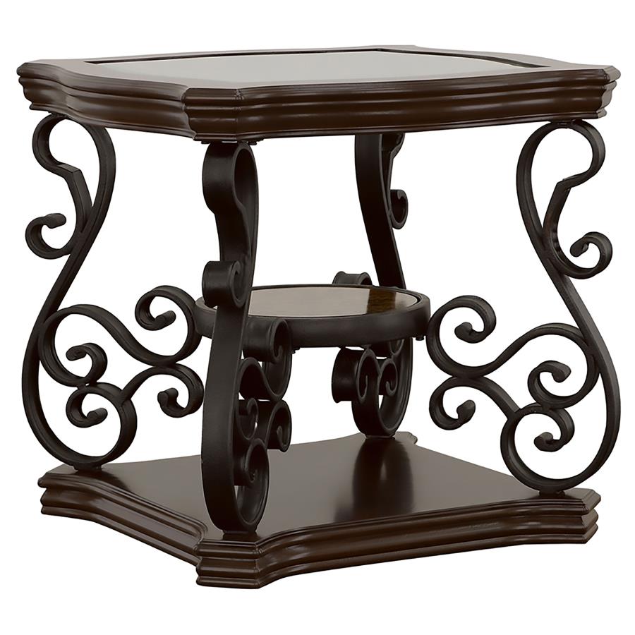 Laney 2-piece Glass Top Coffee and End Table Set Dark Merlot - 702448-S2