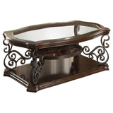 Laney 2-piece Glass Top Coffee and End Table Set Dark Merlot - 702448-S2