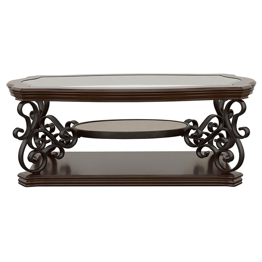 Laney 2-piece Glass Top Coffee and End Table Set Dark Merlot - 702448-S2
