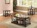 Laney 3-piece Glass Top Coffee and End Table Set Dark Merlot - 702448-S3