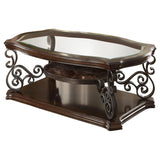 Laney 1-shelf Glass Top Rectangular Coffee Table Deep Merlot - 702448