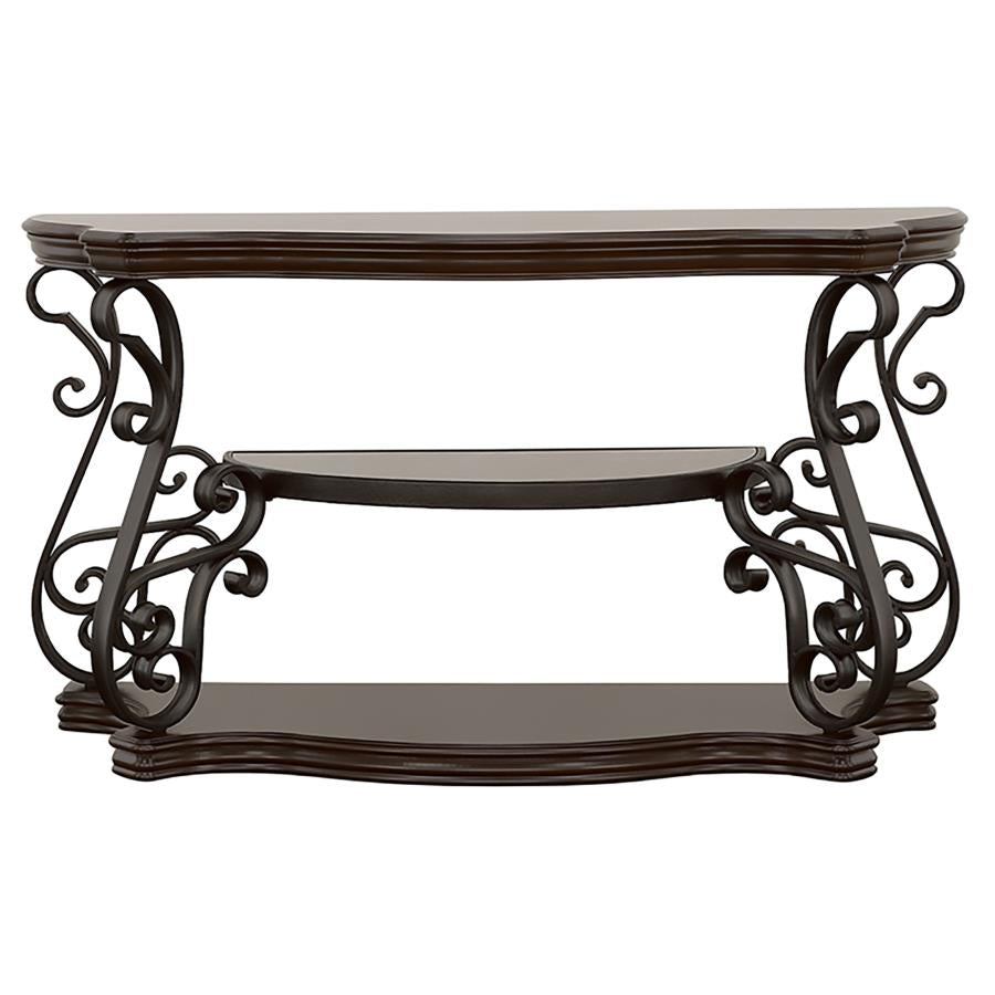 Laney Scrollwork Entryway Sofa Console Table Deep Merlot - 702449