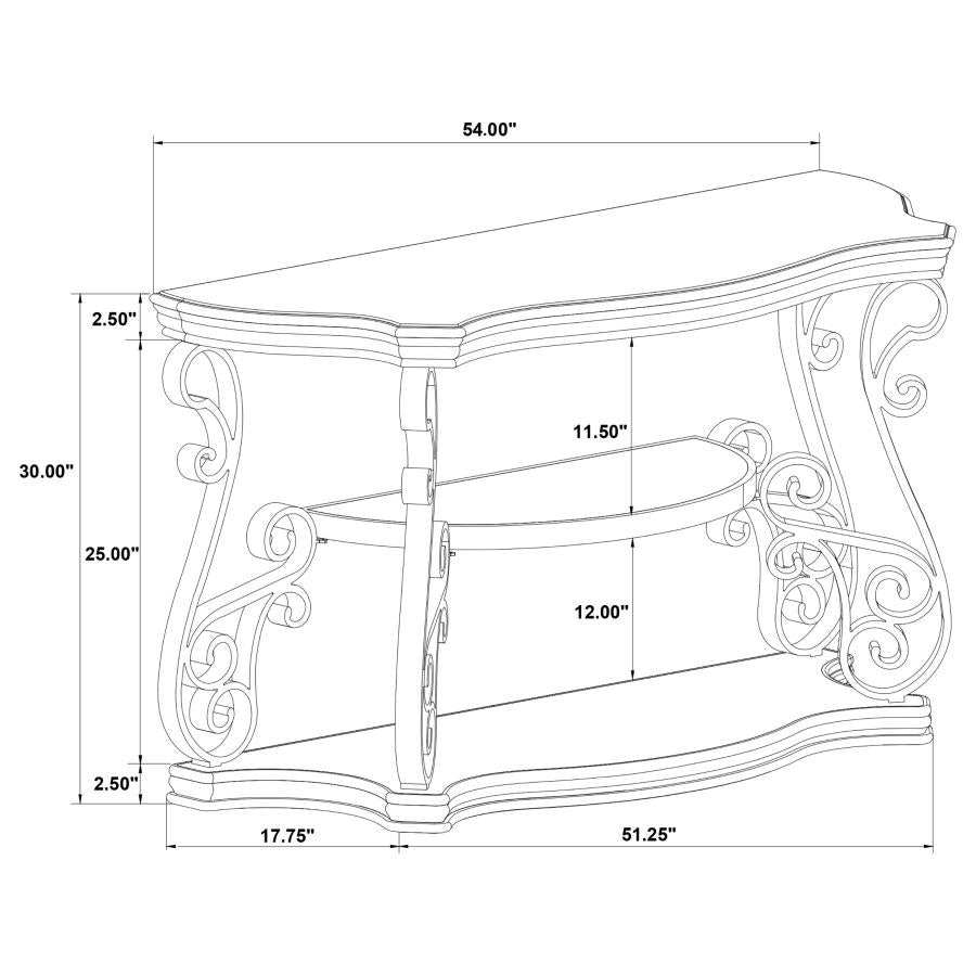 Laney Scrollwork Entryway Sofa Console Table Deep Merlot - 702449