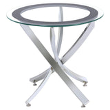 Brooke Round Glass Top Side End Table Metal Base Chrome - 702587