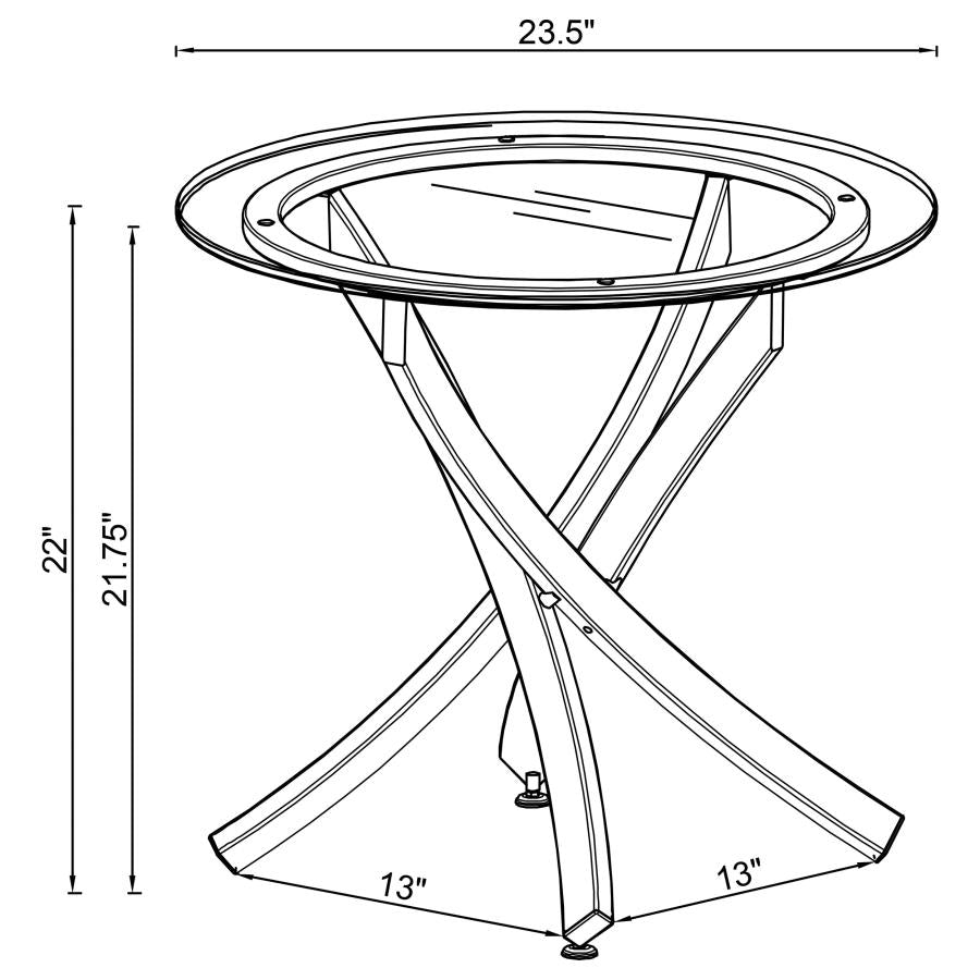 Brooke Round Glass Top Side End Table Metal Base Chrome - 702587