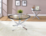 Brooke Round Glass Top Side End Table Metal Base Chrome - 702587