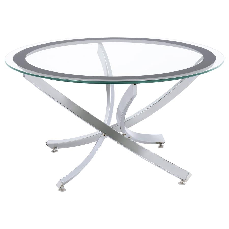 Brooke 2-piece Round Coffee and End Table Set Chrome - 702588-S2