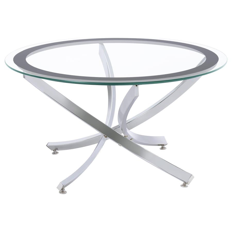 Brooke 3-piece Round Coffee and End Table Set Chrome - 702588-S3