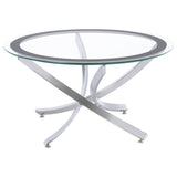 Brooke 3-piece Round Coffee and End Table Set Chrome - 702588-S3