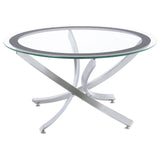 Brooke Round Glass Top Coffee Table Metal Base Chrome - 702588