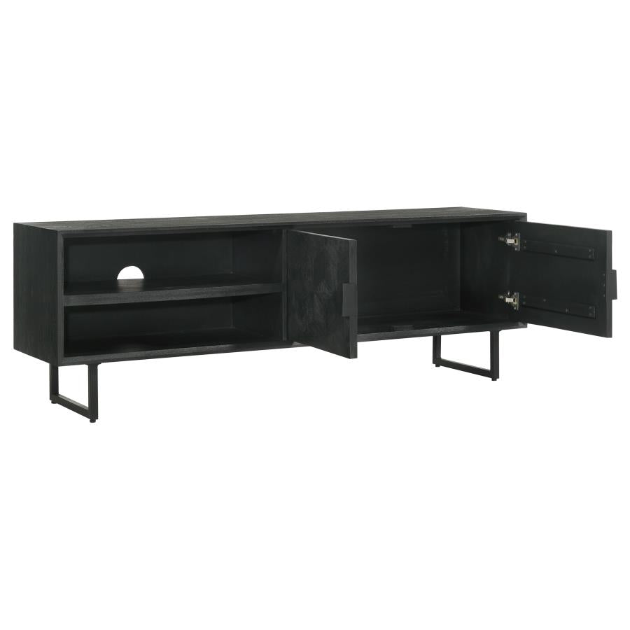 Marsden 2-door Mango Wood 70-inch TV Stand Charcoal Black - 703003