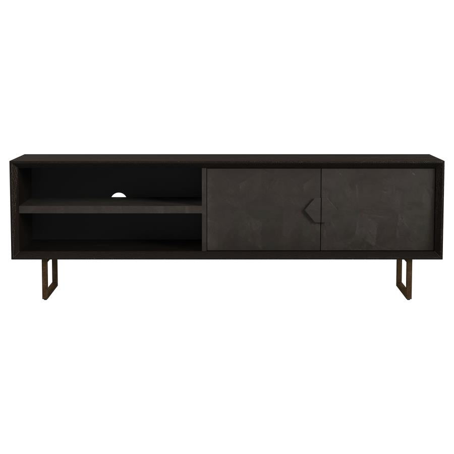 Marsden 2-door Mango Wood 70-inch TV Stand Charcoal Black - 703003