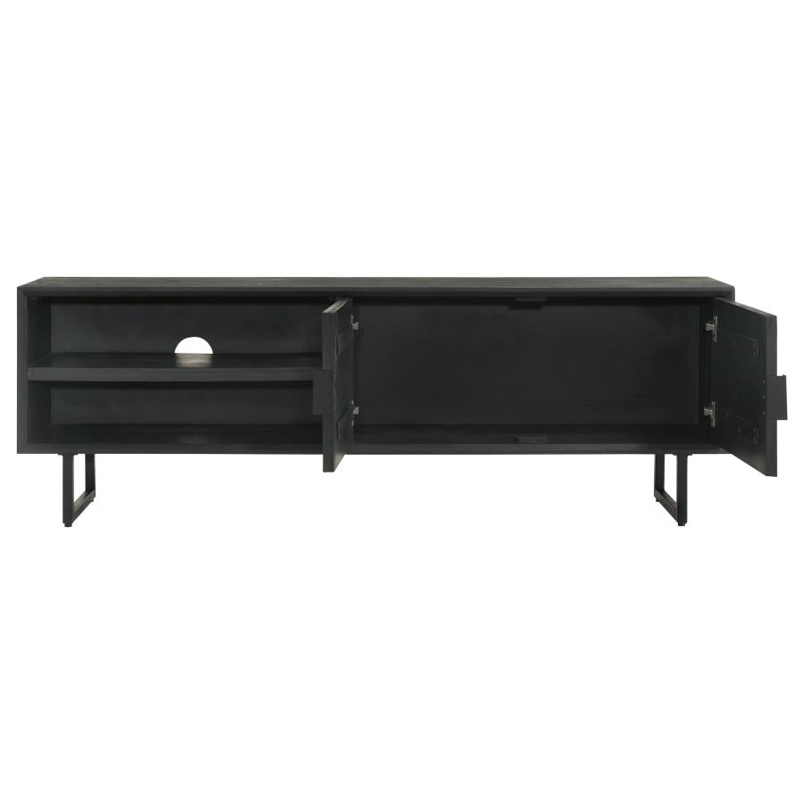 Marsden 2-door Mango Wood 70-inch TV Stand Charcoal Black - 703003