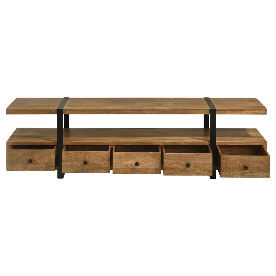 Otto 5-drawer Mango Wood 70-inch TV Stand Media Console Brown - 703243