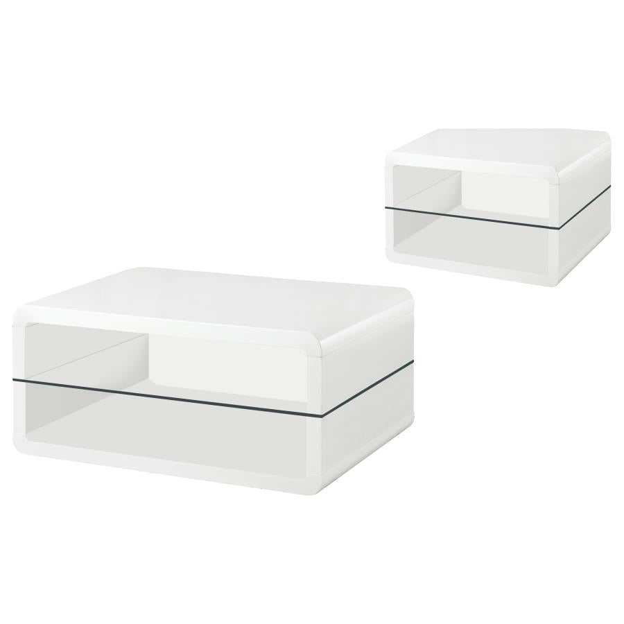 Elana 2-piece Coffee and End Table Set White High Gloss - 703268-S2