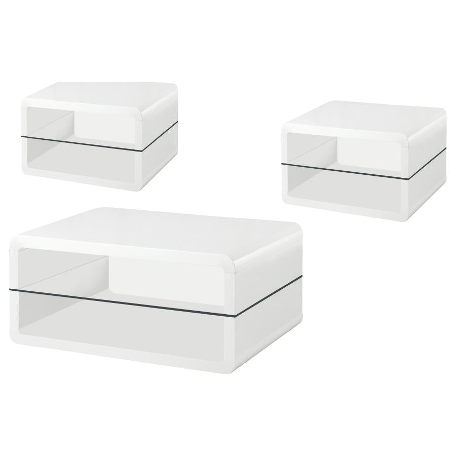 Elana 3-piece Coffee and End Table Set White High Gloss - 703268-S3