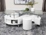 Buckley 3-piece Coffee Table and Stools Set White High Gloss - 703400