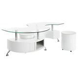 Buckley 3-piece Coffee Table and Stools Set White High Gloss - 703400