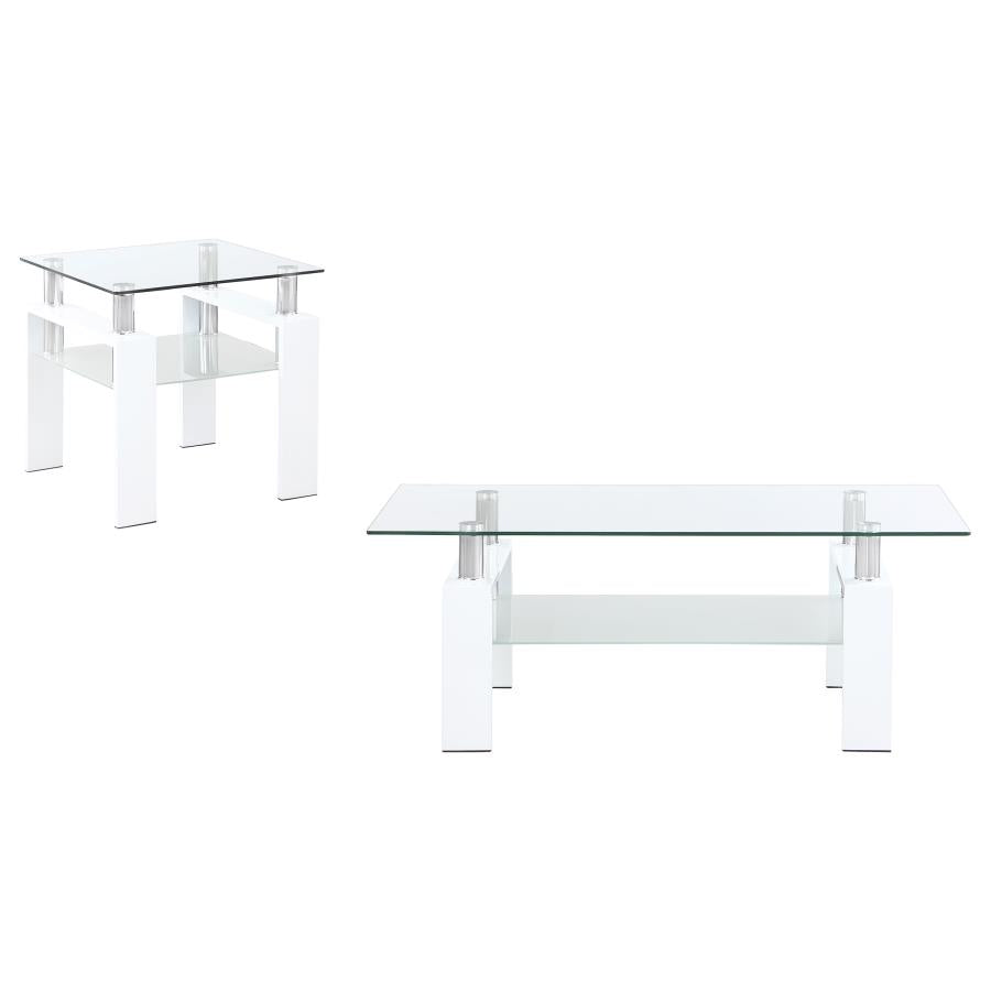 Dyer 2-piece Rectangular Coffee and End Table Set White - 703438-S2