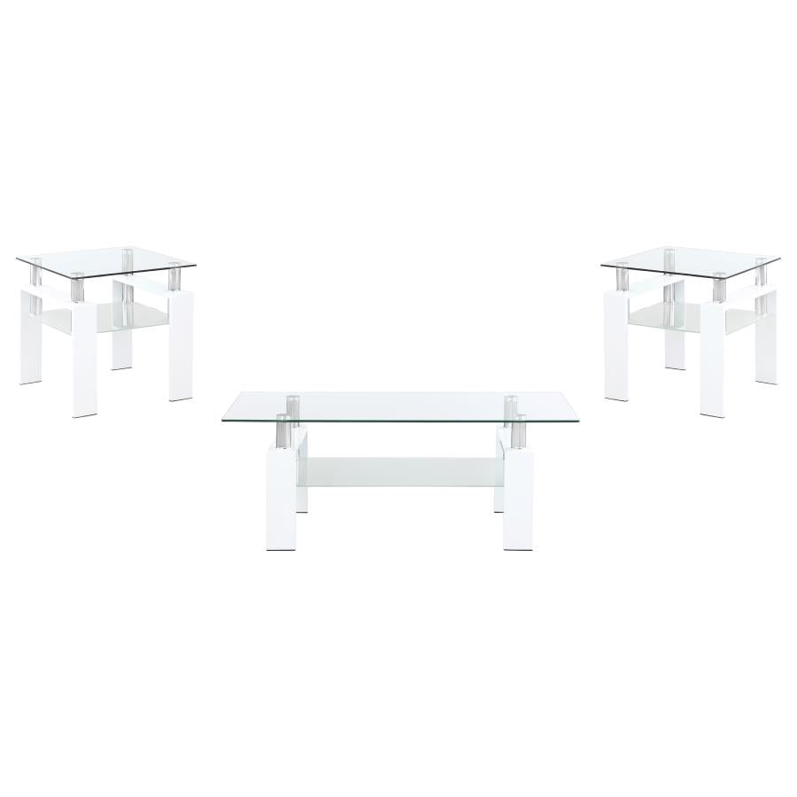 Dyer 3-piece Rectangular Coffee and End Table Set White - 703438-S3
