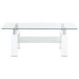 Dyer 1-shelf Rectangular Glass Top Coffee Table White - 703438
