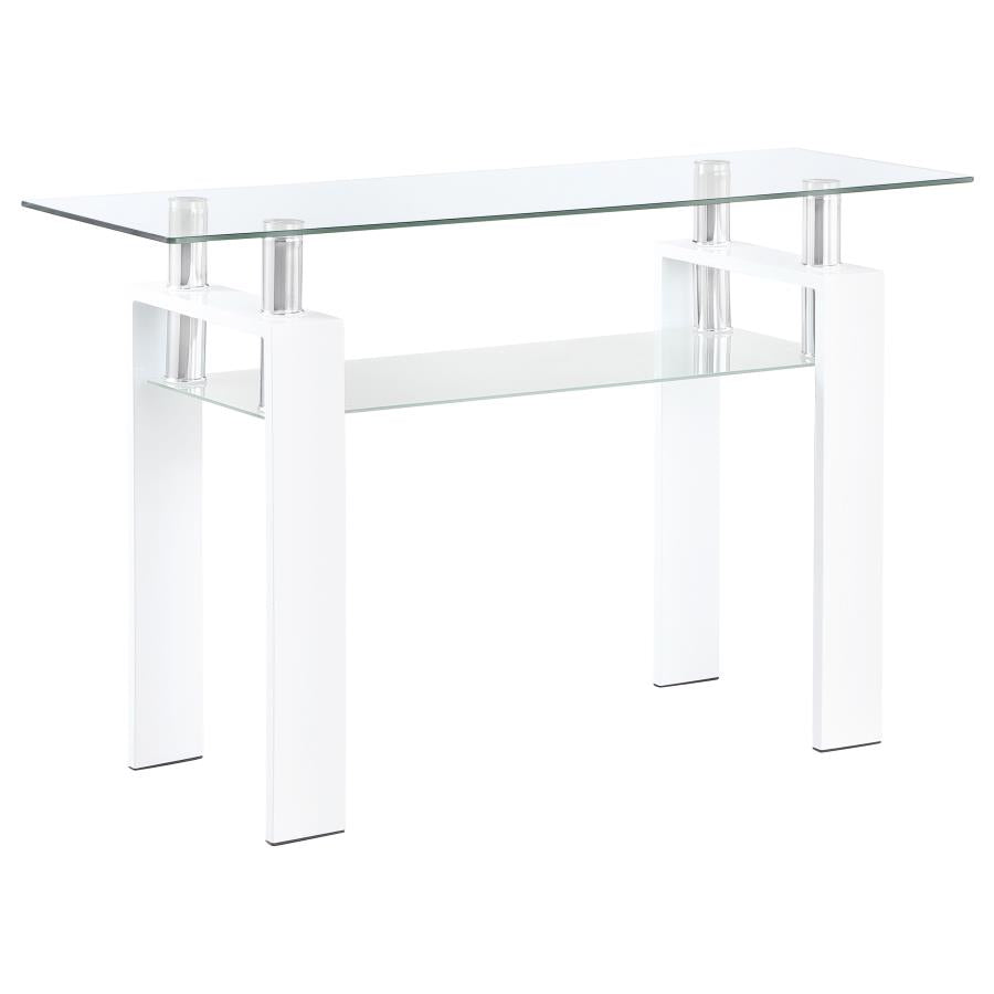 Dyer Rectangular Glass Top Entryway Sofa Console Table White - 703439