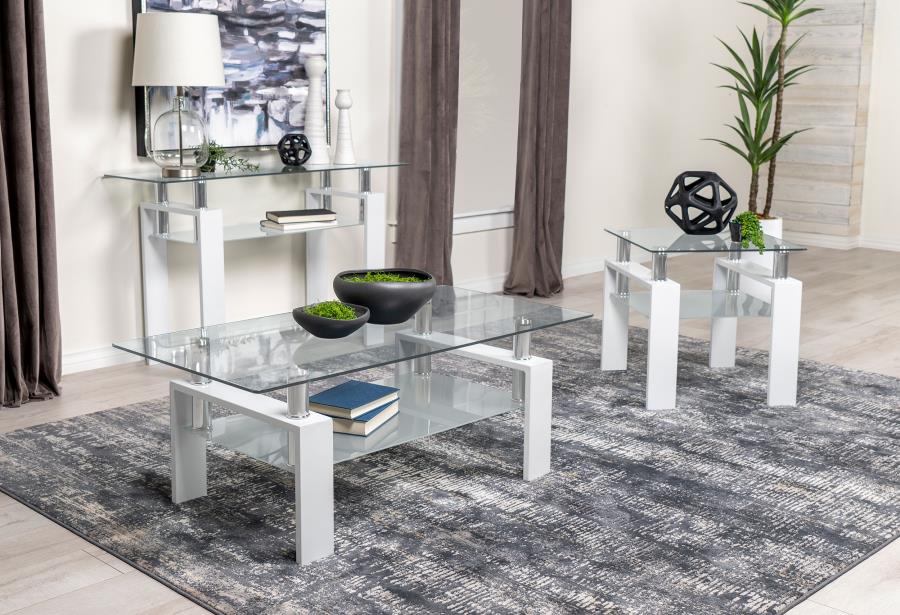 Dyer Rectangular Glass Top Entryway Sofa Console Table White - 703439