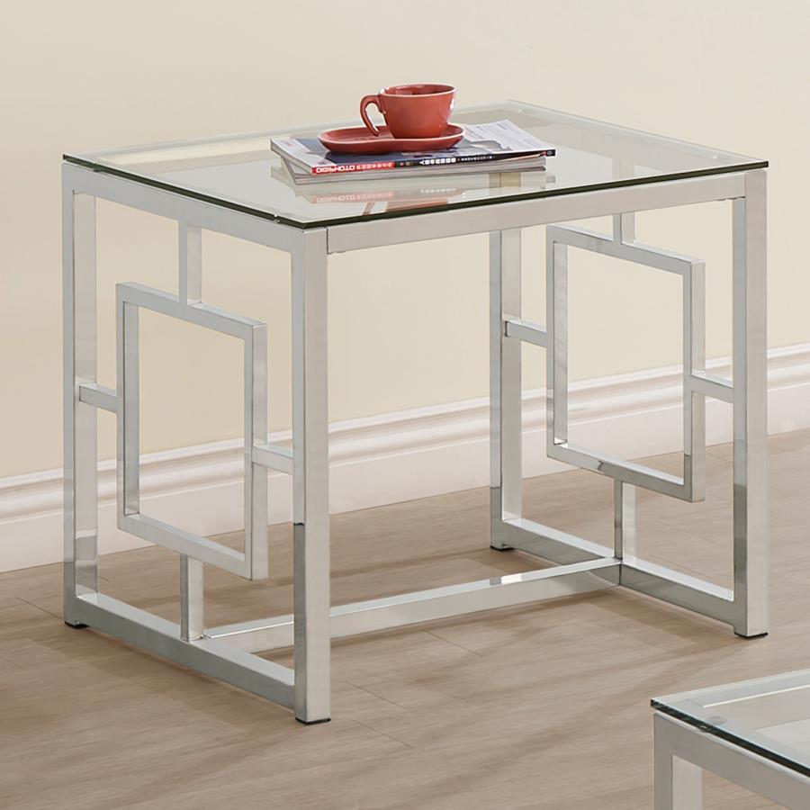Merced Square Glass Top Side End Table Nickel - 703737