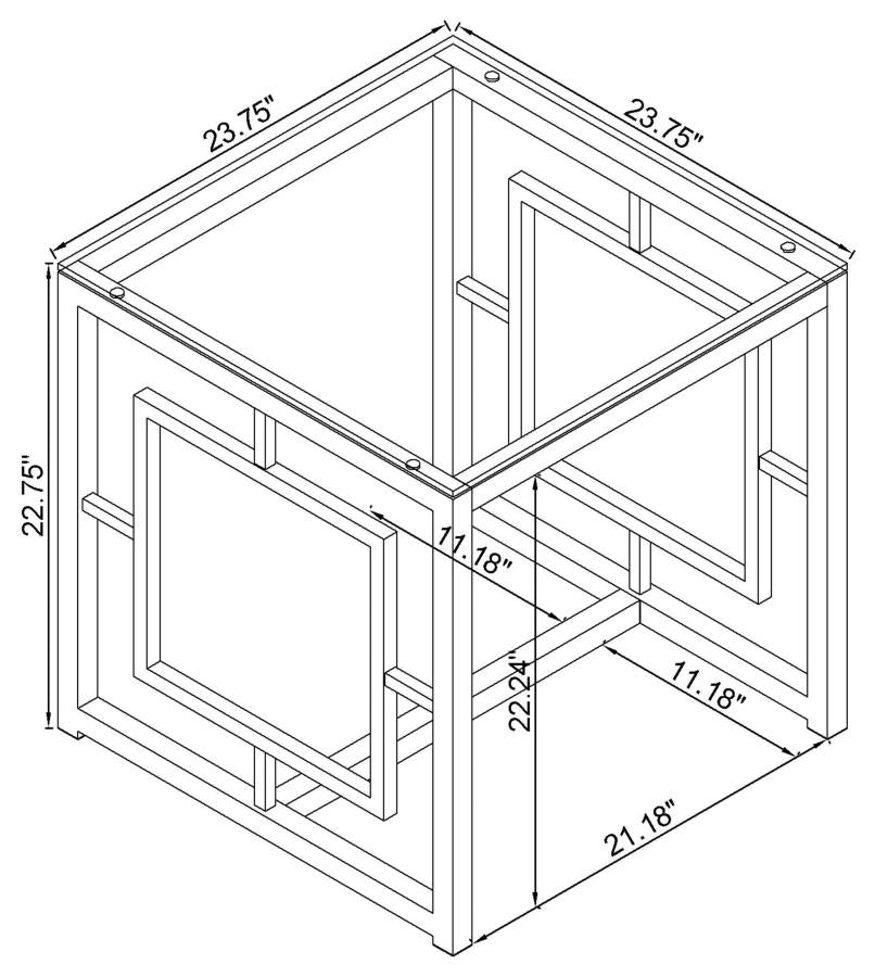 Merced Square Glass Top Side End Table Nickel - 703737