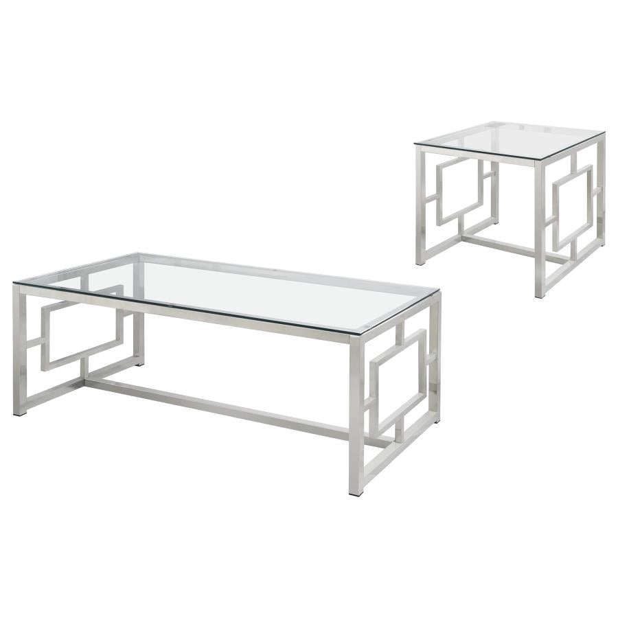 Merced 2-piece Rectangular Coffee and End Table Set Nickel - 703738-S2