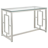 Merced Glass Top Metal Entryway Console Table Nickel - 703739