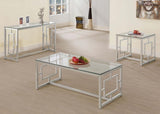Merced Glass Top Metal Entryway Console Table Nickel - 703739