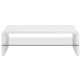 Airell Rectangular Coffee Table with Shelf White High Gloss - 703798
