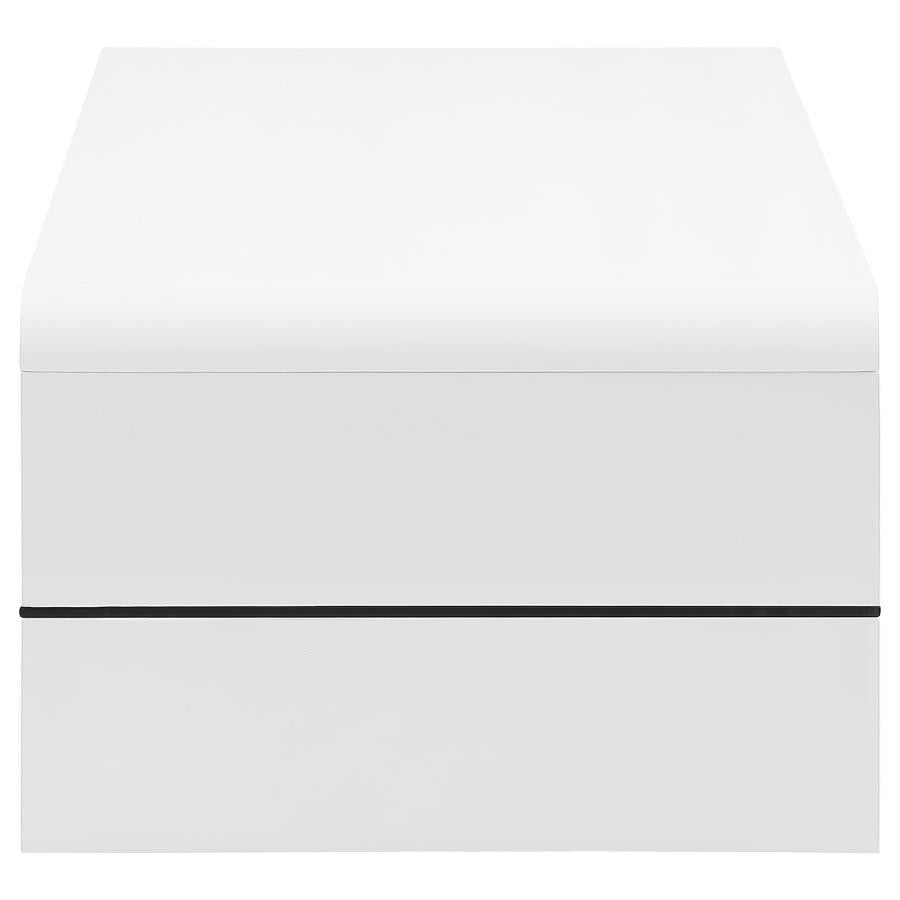 Airell Rectangular Coffee Table with Shelf White High Gloss - 703798