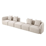 L-Shaped Modular Sectional Sofa With Ottoman, Living Room Furniture Set - Beige