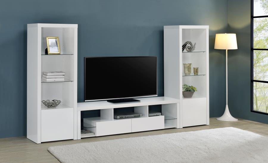 Jude 3-piece 71-inch TV Entertainment Center White High Gloss - 704251-SET