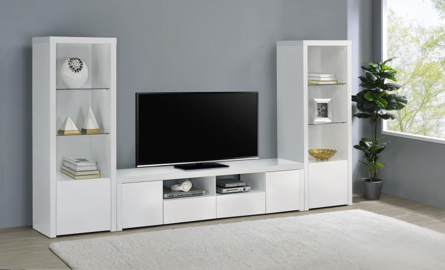 Jude 3-shelf Engineered Wood Media Tower High Gloss White - 704254