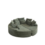 Round Oversized Sofa Bed With 5 Throw Pillows