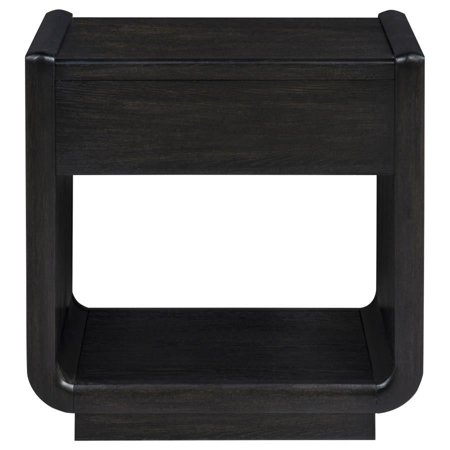 Leandro 1-drawer Wood Occasional Side End Table Burnished Black - 704637
