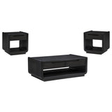 Leandro 3-piece Wood Coffee and End Table Set Burnished Black - 704638-S3