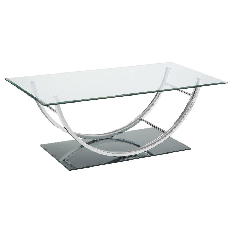 Danville 2-piece Glass Top Coffee and End Table Set Chrome - 704988-S2