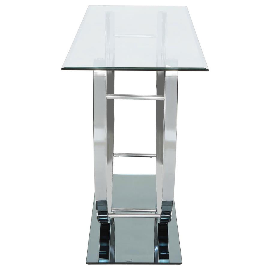 Danville U-shaped Glass Top Entryway Console Table Chrome - 704989